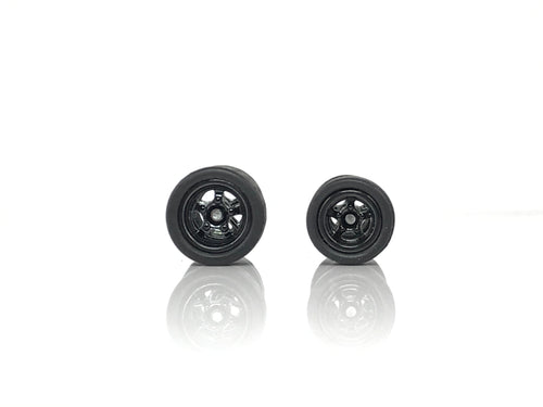 5 Spoke Deep Dish Black Chrome Wheels & Rubber Tires