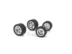 5 Spoke Deep Dish Chrome Wheels & Rubber Tires